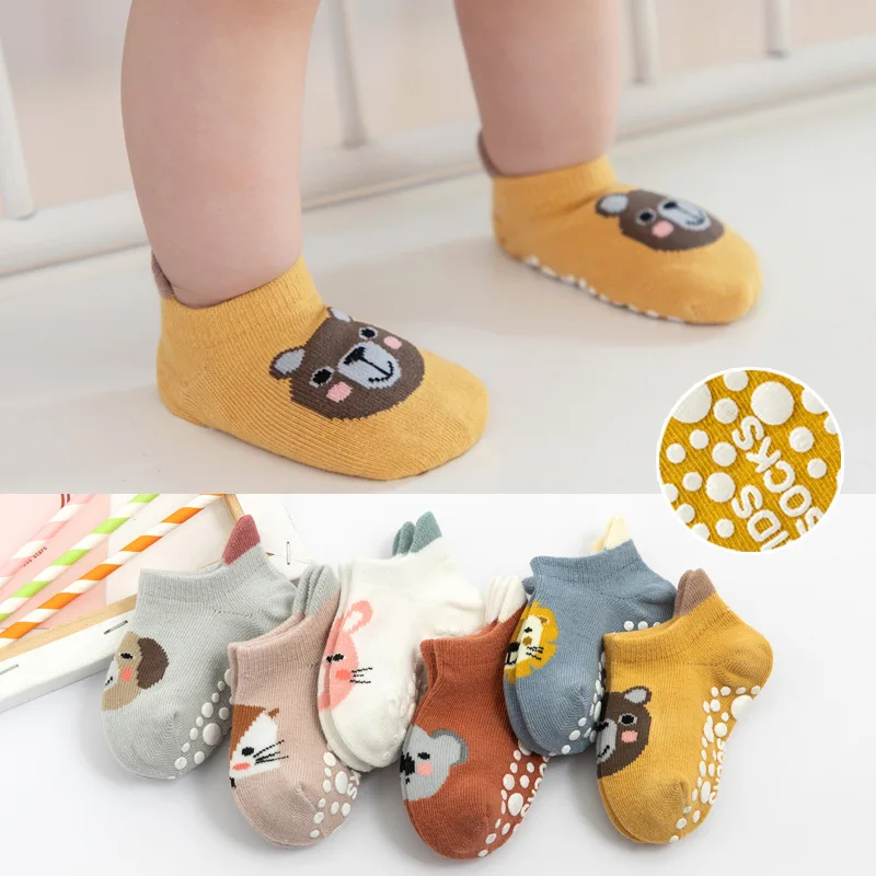 Cotton Socks Kids Socks Baby Socks Girls Socks Cartoon Socks Cartoon Baby Socks Anti Slip Kids Girl Boy Short Socks With Rubber Soles Spring Autumn Soft Cotton Infant Toddler Floor