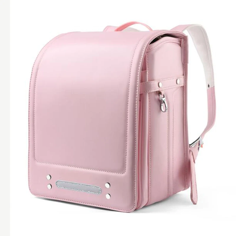 

Pink School Backpack for Boys Girls Grades 1-3 Waterproof PU leather Schoolbag Kids Japanese School Bags Mochila Escolar
