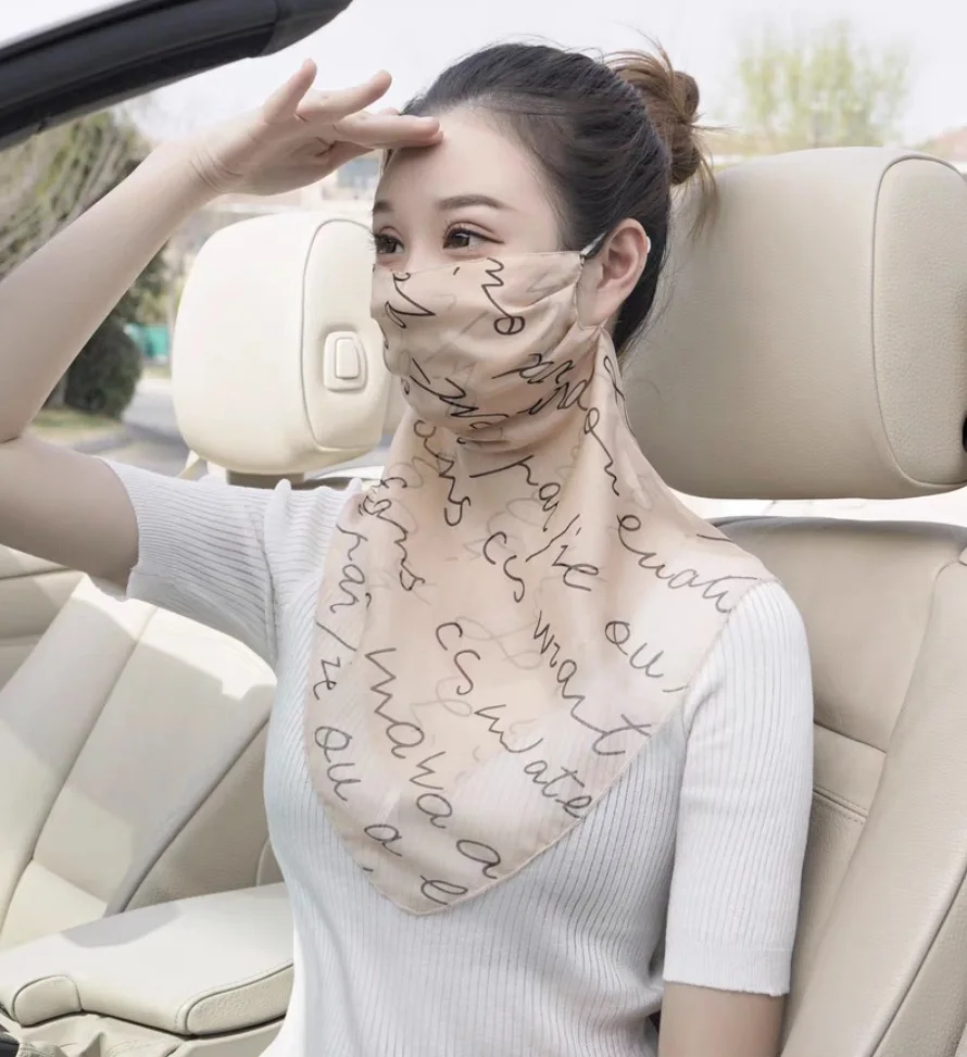 Silk popular sunscreen mask 100% mulberry silk neck veil breathable thin section sunscreen sunshade face mask female summer