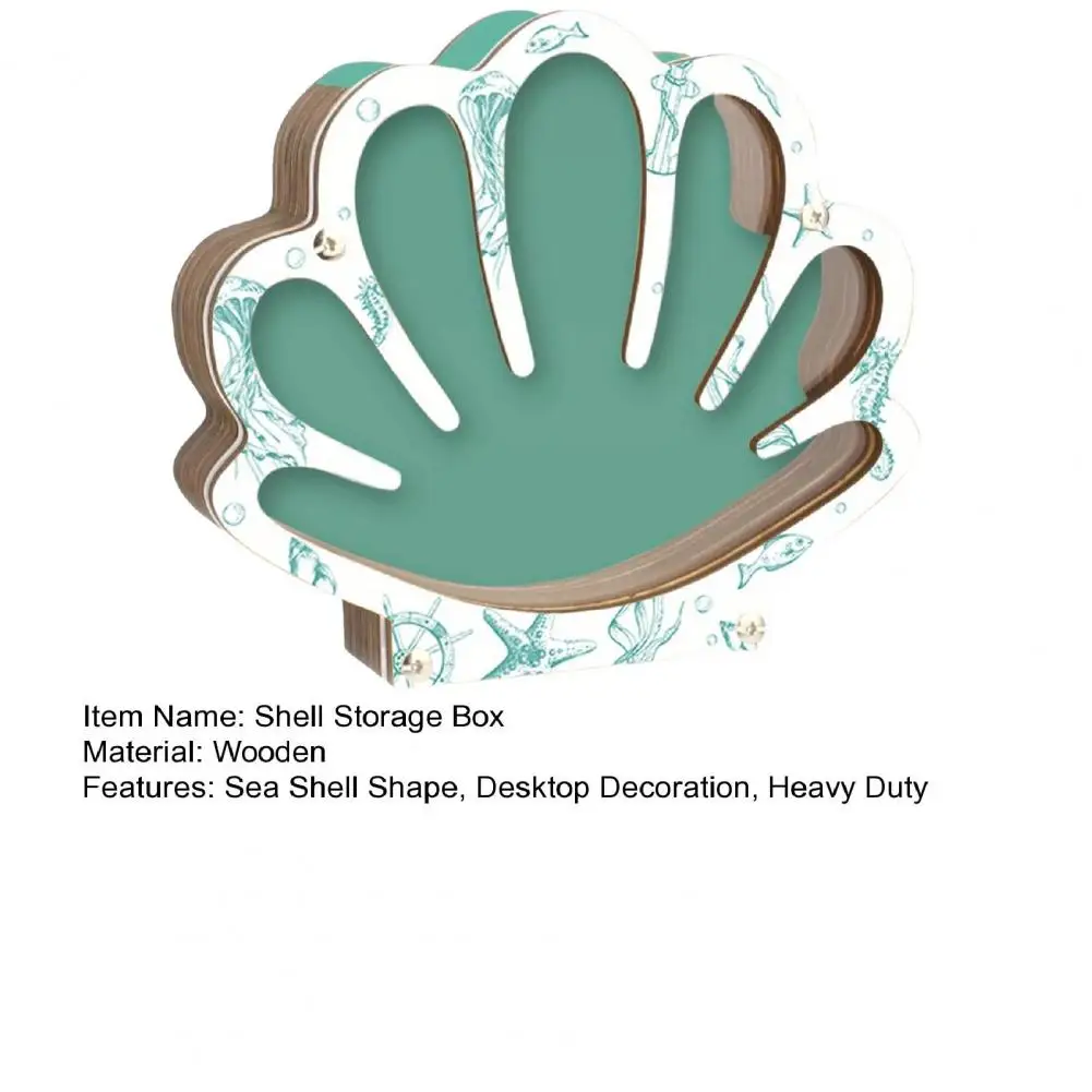 18*15cm Wooden Shell Display Case Handcrafted Rustic Sea Shell Shadow Box Seashell Shaped Storage Display Box Home Decoration