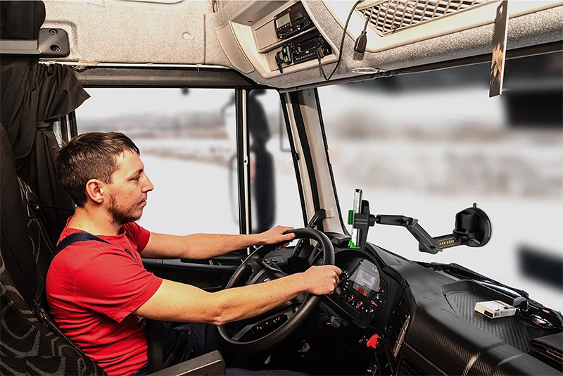 LKW-Telefonhalterung, robuste Handyhalterung für Armaturenbrett-Windschutzscheibe, 16,9 Zoll langer Arm, Super-Saugnapf und stabil – Detail 11
