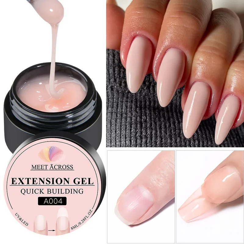 

MEET ACROSS 8ML Quick Extension Nail Gel Vernis Nude Milk White Gel Nail Polish UV Semi Permanent Nails Art For Manicure Tools