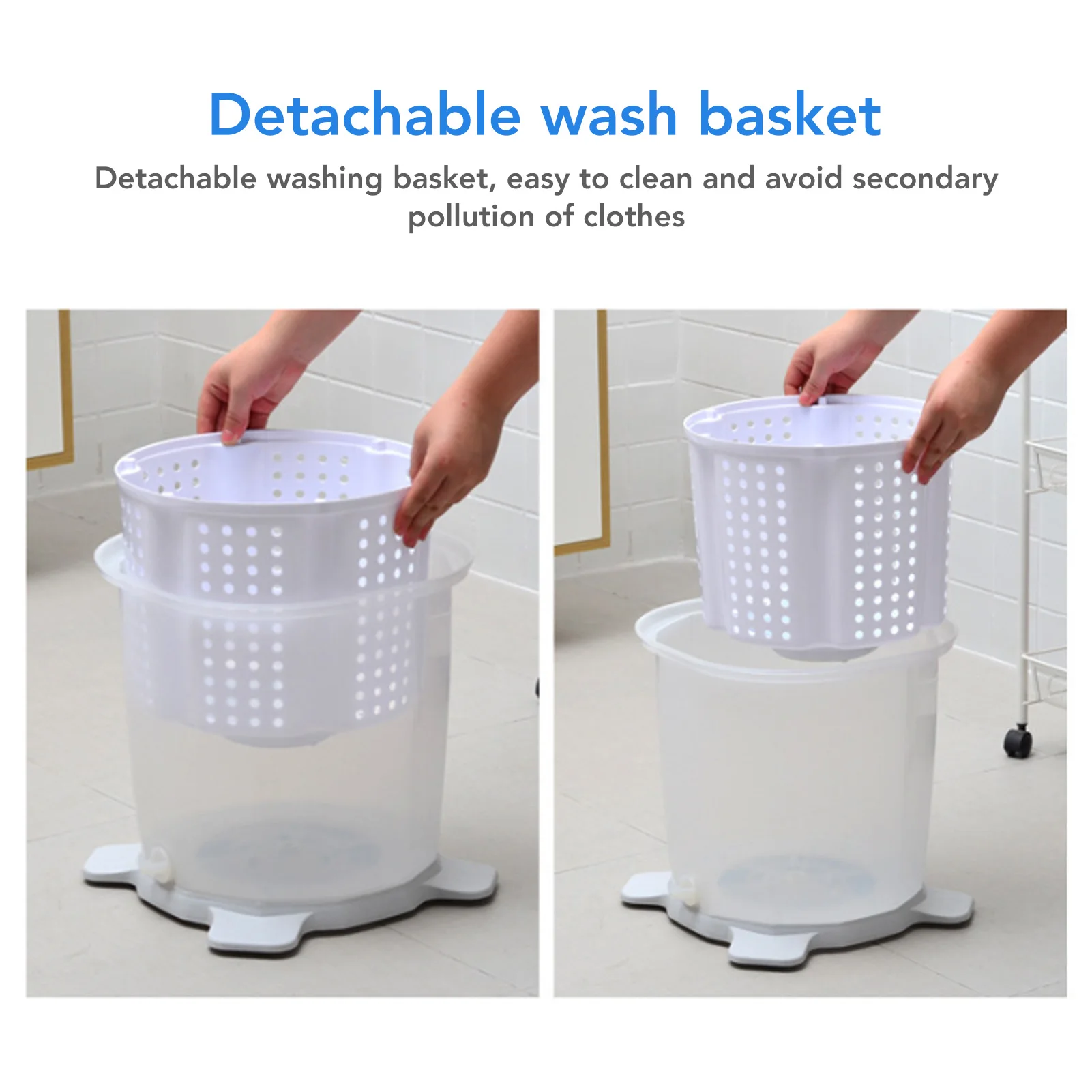 Portable Hand Crank Washing Machine Manual Washing Machine for Dormitory Apartment Camping Nordic Grey Manual