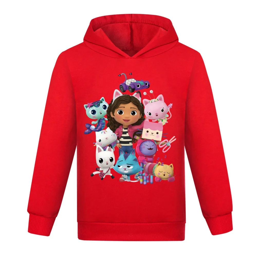 Gabbys Dollhouse Girls Sweatshirts Spring Children Hoodies Cartoon Gabby Cats Long Sleeves T-shirt Jacket Toddler Kids Clothes