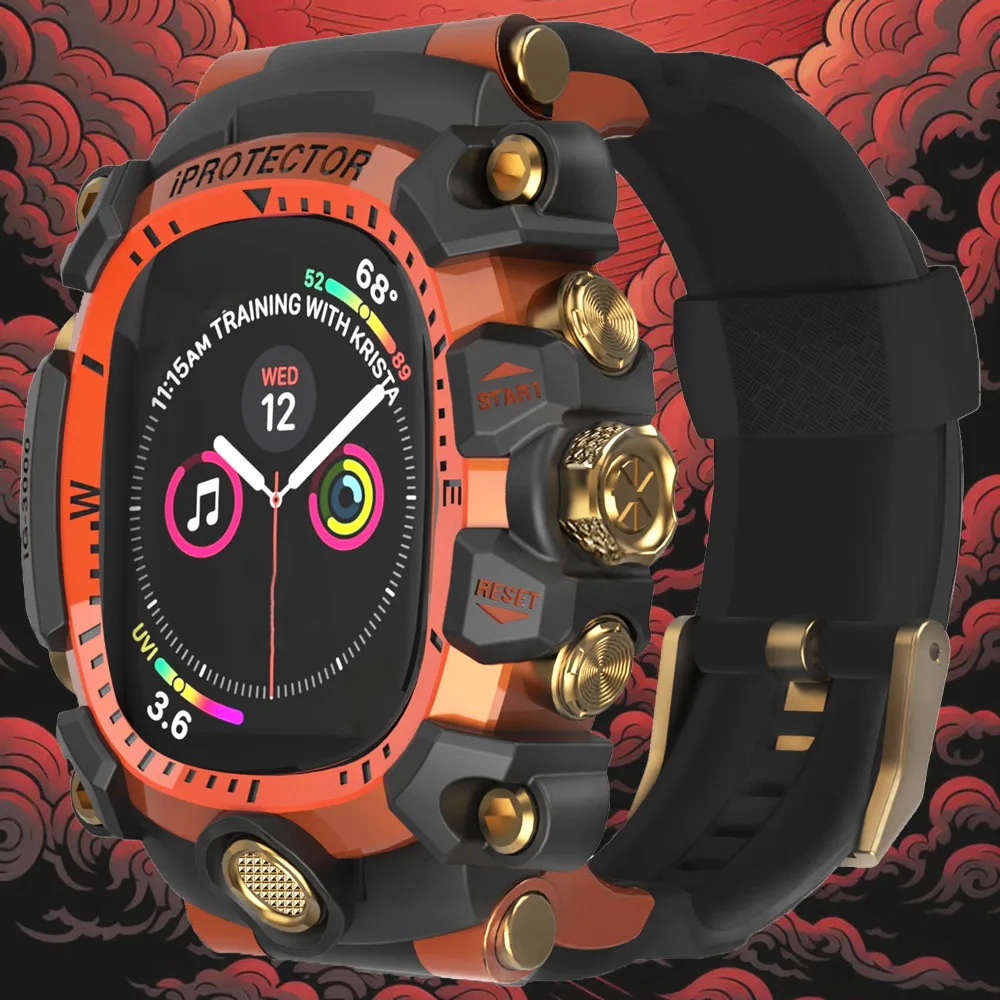 New Design Mod Kit For Apple Watch 9 8 7 6 SE 5 4 Refit Case Silicone Band For iWatch Series 45mm 44mm Mod Kit Sport Bracelet