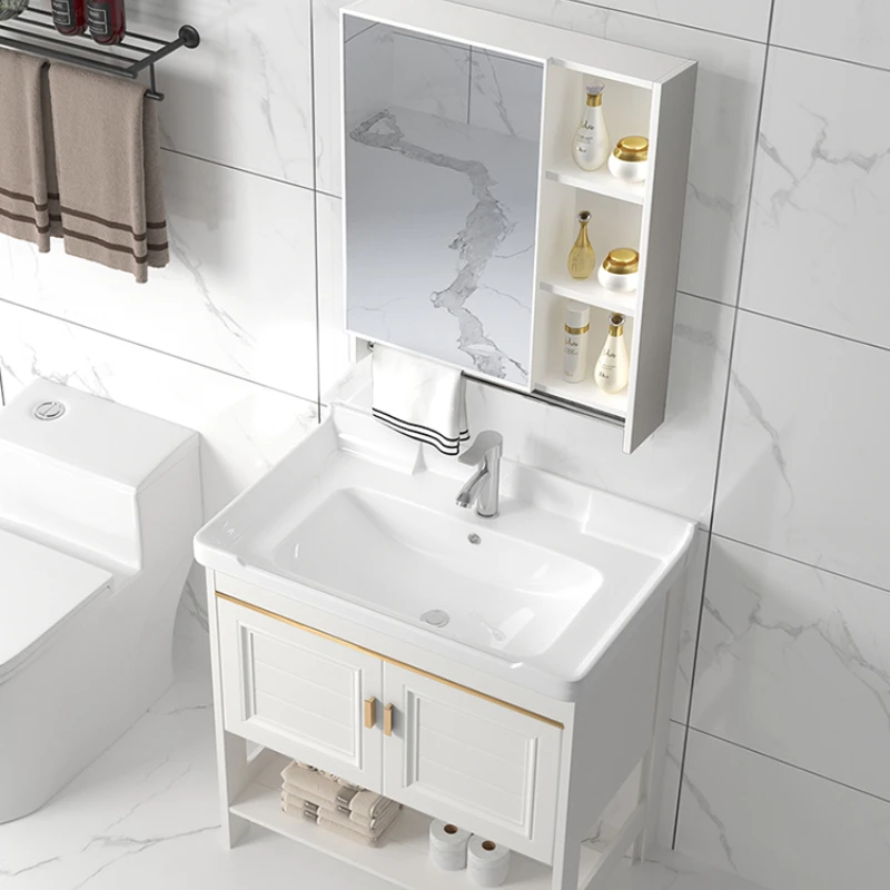 

Floor Type Wash Basin Bathroom Cabinet Combination Small Apartment Washstand Wall-Mounted Washbasin Basin Integrated