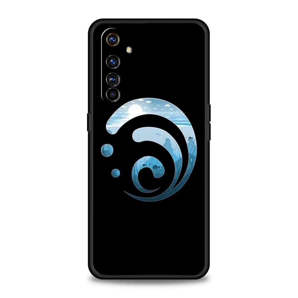 Genshin Impact Logo Luxury Black Silicone Phone Case