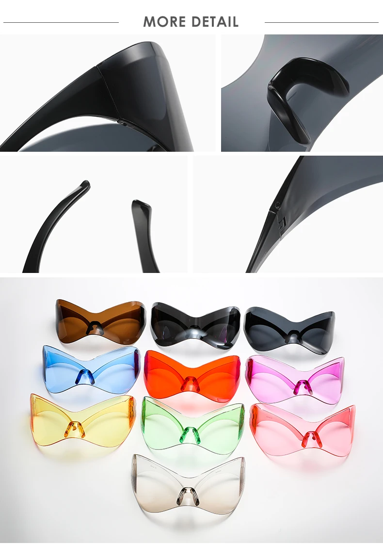 Schutzbrille Neue Übergroße Y2K Punk Randlose Sonnenbrille Frauen Männer Marke Designer Hip Hop Sport Ein Stück Sonnenbrille Shades – Detail 19