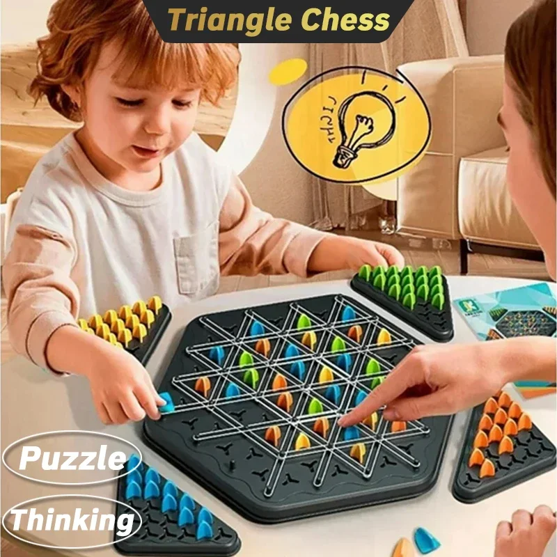Chain Triangle Chess Game Triggle Rubber Band Game Educational Interactive Battle Set For Family Party Gift