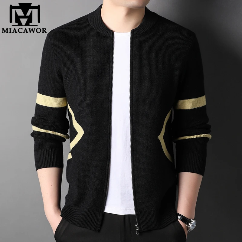 

New Brand Luxury Autumn Winter Knitted Sweater Coats Men Wool Zipper Cardigan Jacket Korean Casual Mens Clothing Y509