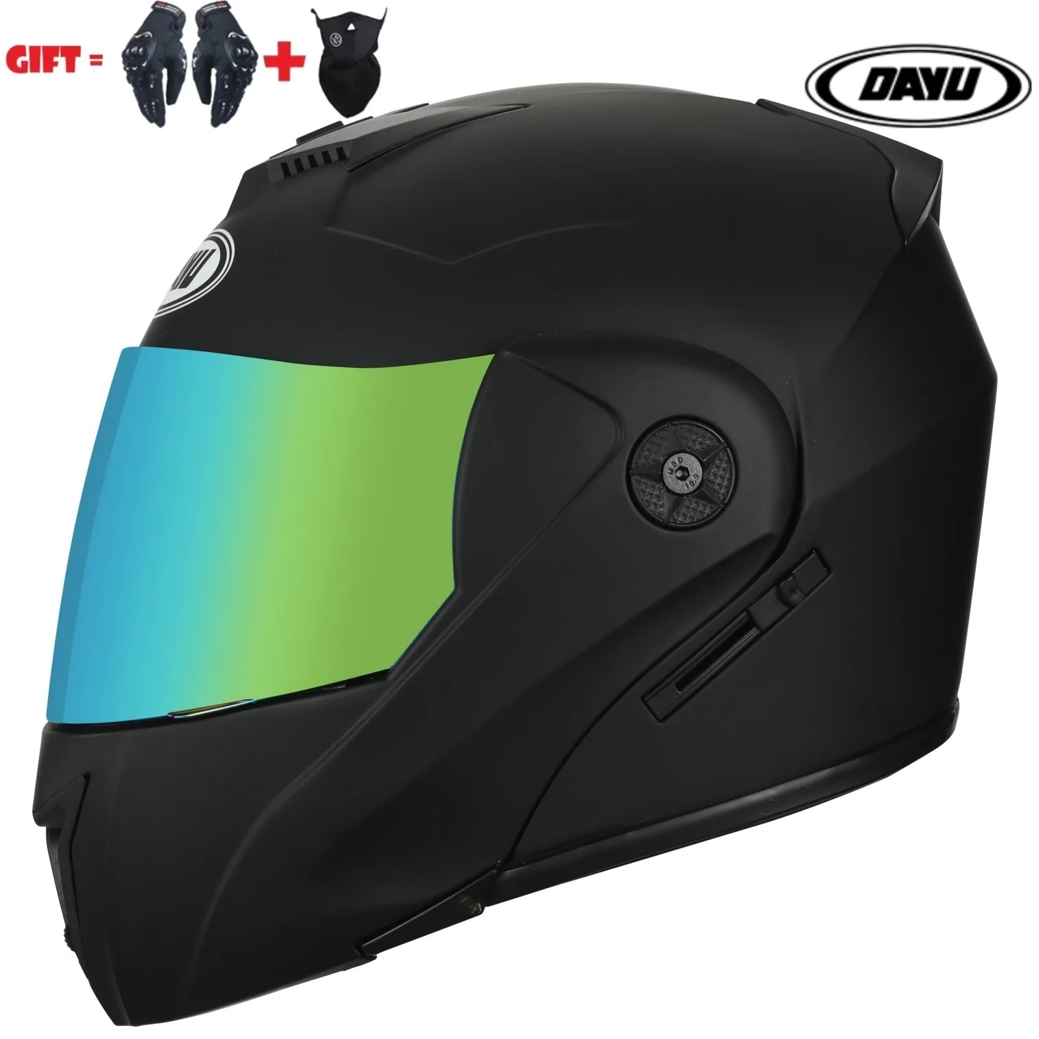 Husoiuy Casque Moto Demi-jet - Respirant Avec Visière, Protection Tout Temps Pour Homme Et Femme - Taille Unique 65cm