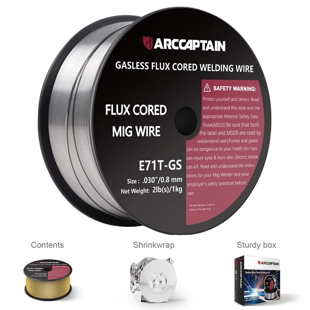 ARCCAPTAIN MIG Welding Wire Diameter 0.8mm 0.9mm 2lb 1KG 1Roll Gasless