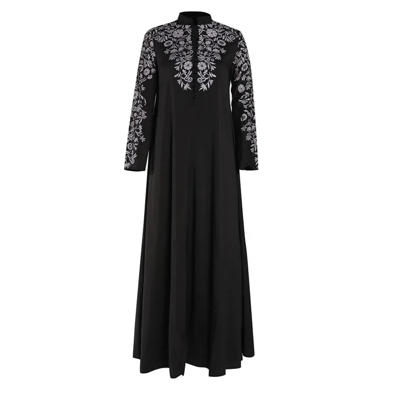 Plus Size Muslim Women Kaftan Dress Abaya Ethnic Style Long Sleeve Islamic Clothing Dubai Saudi Black Robe Turkish Modesty S-3XL - Image 4