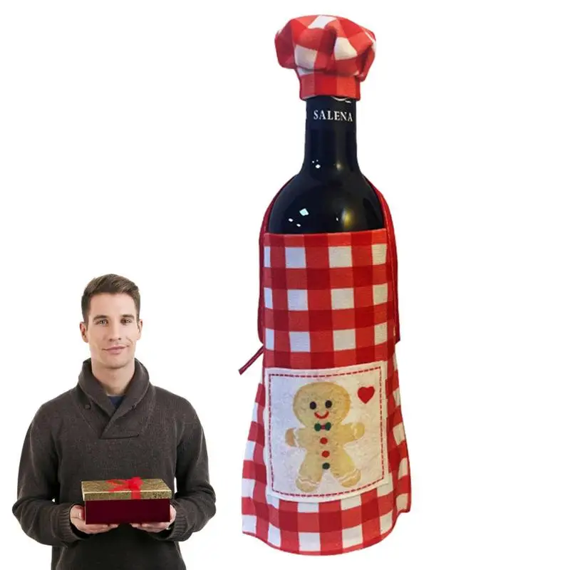 

Рождественские крышки для бутылок, декоративная Милая одежда шеф-повара для красного вина с шляпой и фартуком, рождественские товары и украшения для