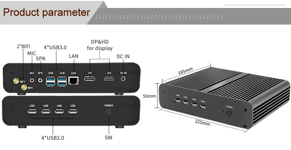 Experience Effortless Performance: Fanless Windows 11 Mini PC with Core i7 1165G7, 10710U, 10510U, 8565U, Dual DDR4, M.2 NVMe, 4K HD DP, WIFI - Ideal for Office and Business Desktop Computing. Description Image.This Product Can Be Found With The Tag Names Barebone Mini PC, Computer Office, Mini