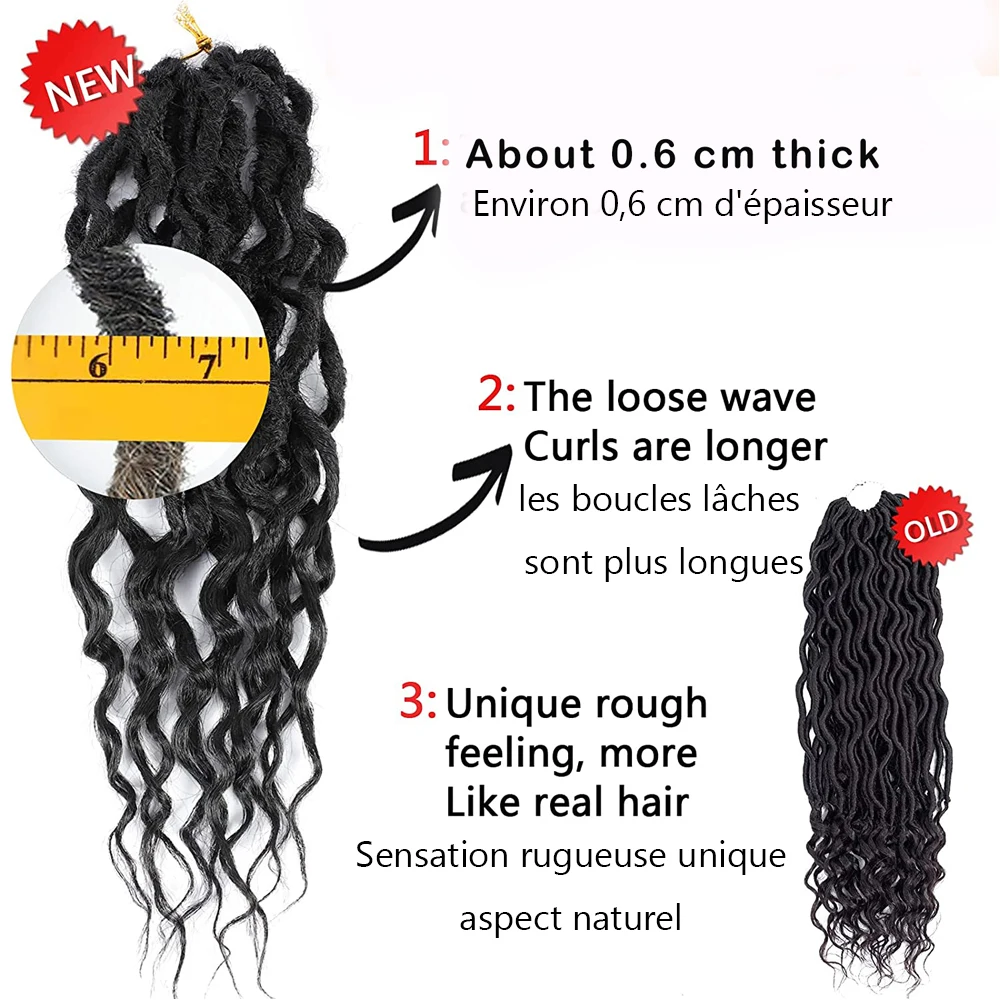 New Goddess Locs Wavy Faux Locs Crochet Hair With loose wavy ends