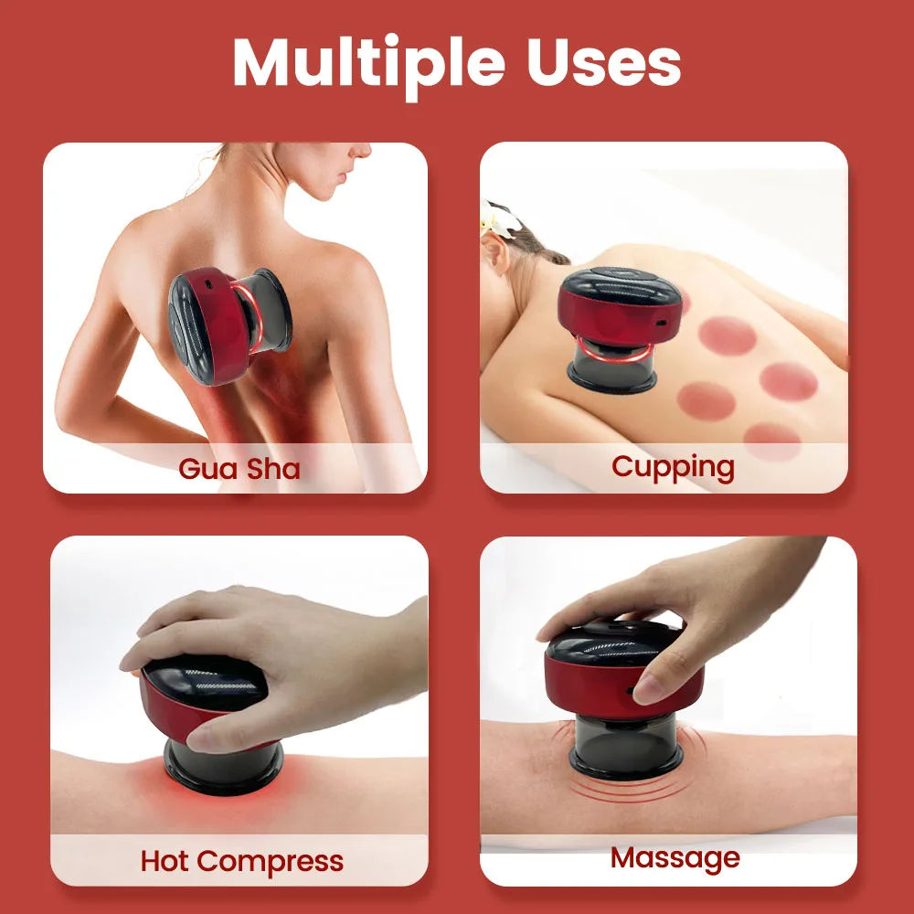 Smart Electric Vacuum Cupping Device Body Scraping Massager Heating Suction Cup Device Physical Fatigue Relief Beauty Health 5