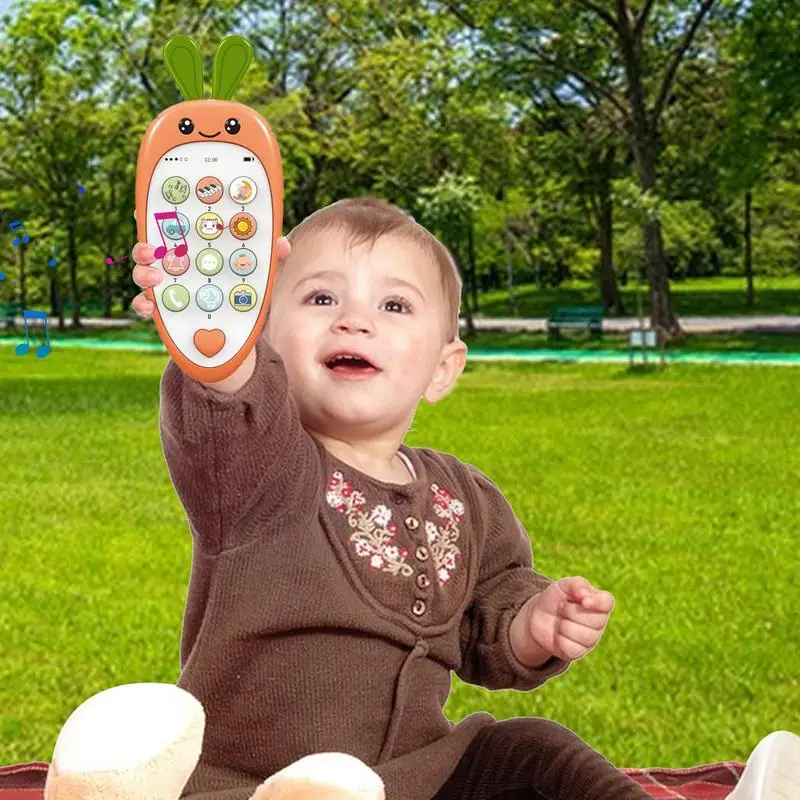 Kids Toy Phone Toddler Cell Phone And Kids Phone Toy Colorful Musical Kids Play Phone Educational Carrot Shaped Toy For Early 3
