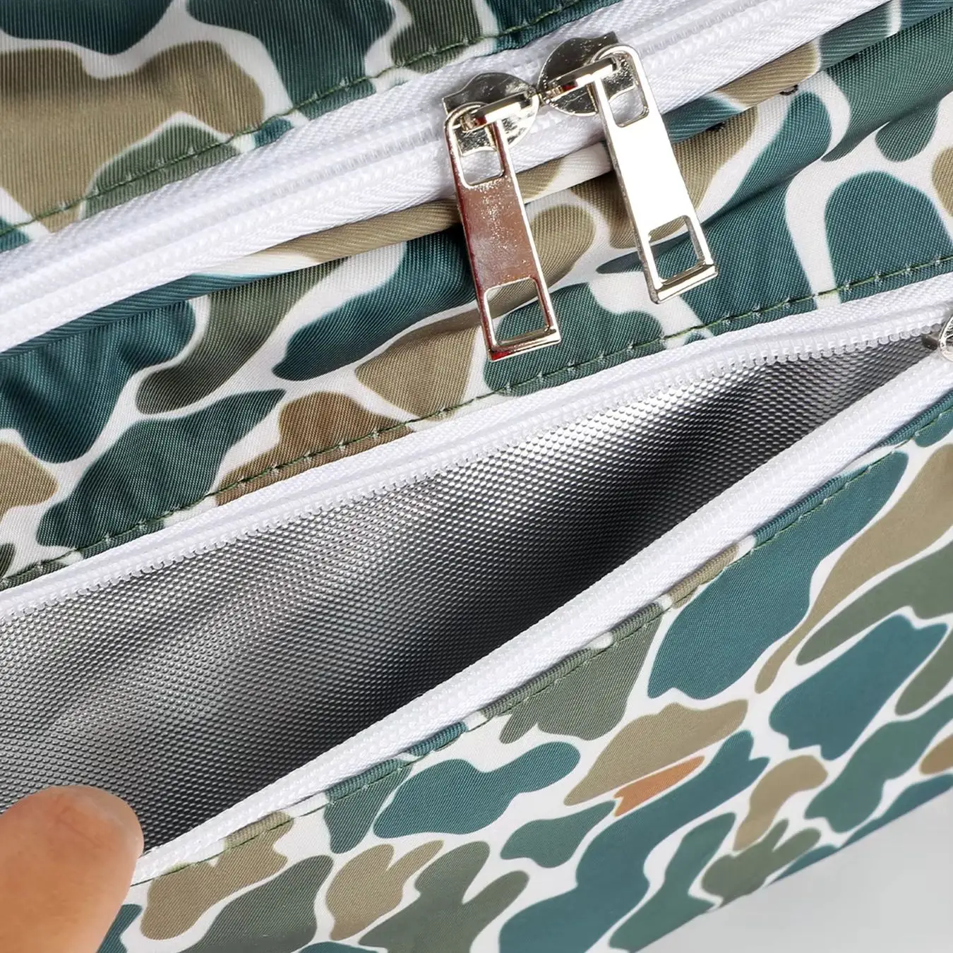 Camouflage Lightweight Nylon Double-Layer Insulated Kids Lunch Bag Portable Zipper Large Capacity Lunch Bag for Kids