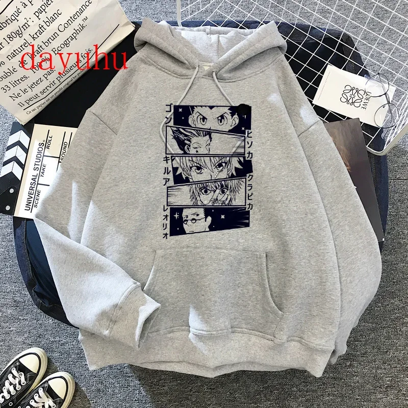 thumbnail image 1 of Hunter X Hunter Killua Zoldyck-Sudadera con capucha de los 90 para hombre, ropa de calle Unisex con estampado de ojo de Diablo, Anime, Hisoka Kawaii, Manga, 1 of 5