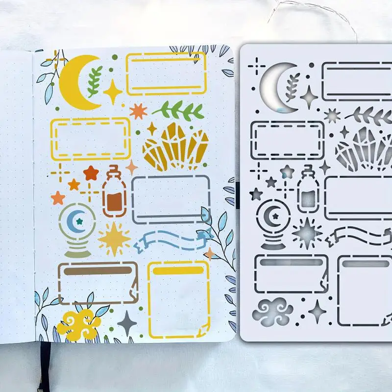 뜨거운 판매 15Pcs 일기 그리기 템플릿 그림 그리기를위한 재사용 가능한 스텐실 DIY 스크랩북 일기 스크랩북 저널 편지지 선물