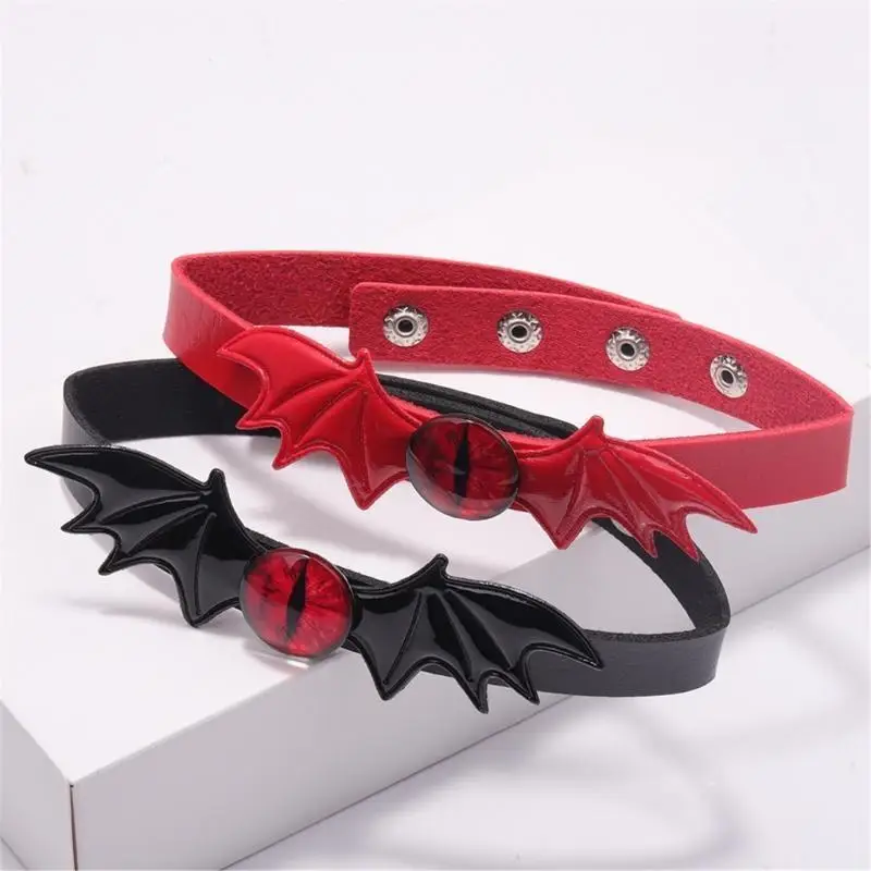 39bd Halloween Fledermausflügel Halsband, Leder Punk Choker Halskette Teufel Fledermausflügel Halskette für Frauen Cosplay – Detail 9