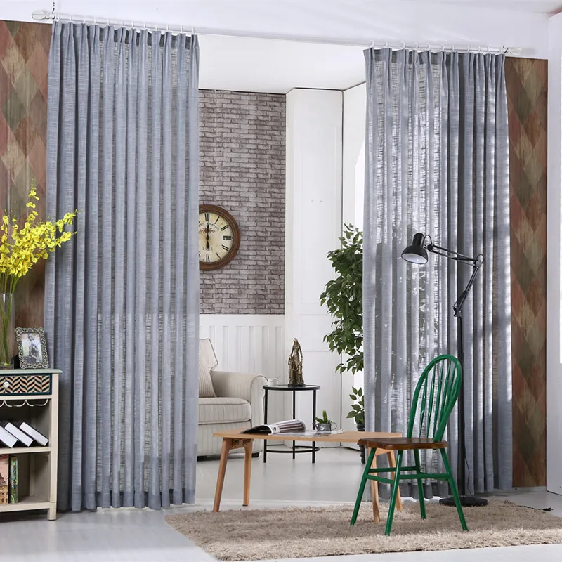 

Cotton Linen Curtain Products Thickened Solid Color Linen Transparent Bedroom Living Room Window Screen