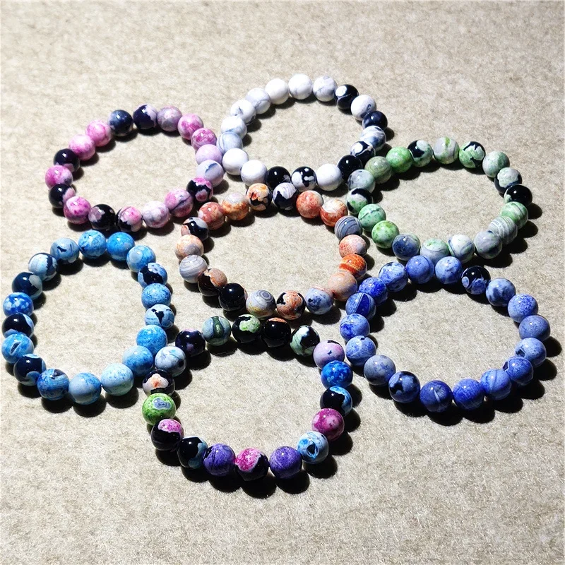 

Браслет из серии планеты для мужчин и женщин, простой стильный ювелирный браслет из натурального камня с изображением пламени