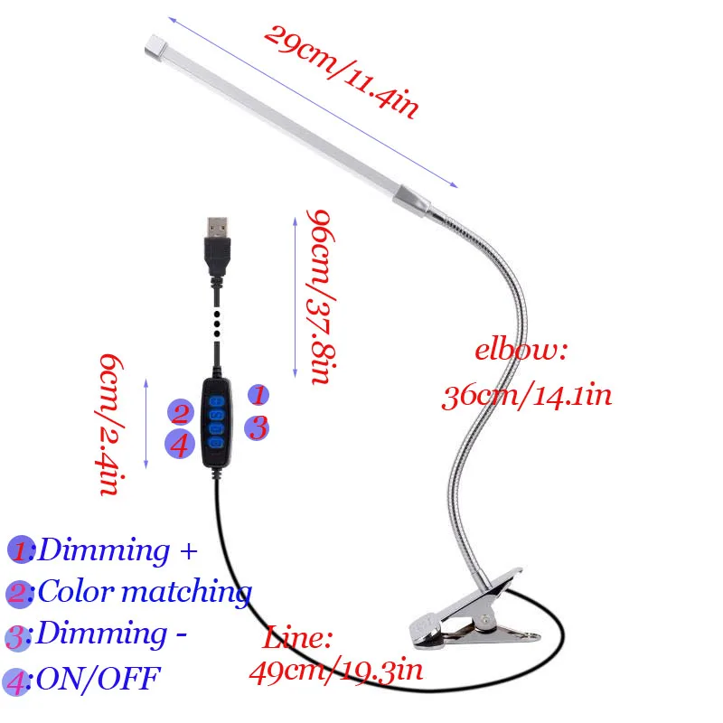 LED لمبة مكتب مع المشبك USB الطاقة عكس الضوء كليب على 10 مستوى السطوع 3 طرق الإضاءة مرنة طاولة الدراسة القراءة كتاب الضوء