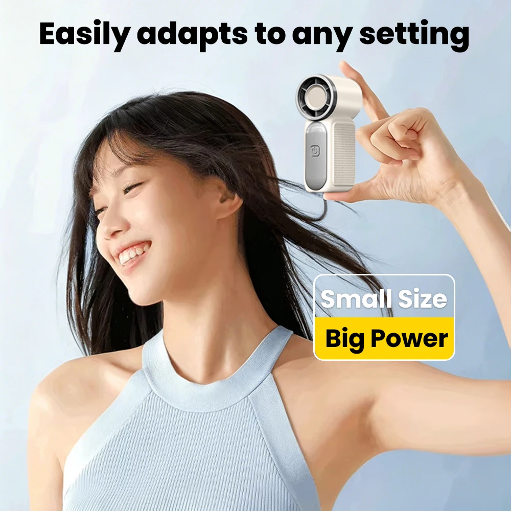 Ultra-Compact Portable Handheld Fan - 5-Speed Adjustable, Type-C Rechargeable for Home & Office Cooling