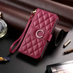 Luxury Crossbody Leather Book Case - Premium Smartphone Protection Cover - Samsung A17 5G (4G) (Red)