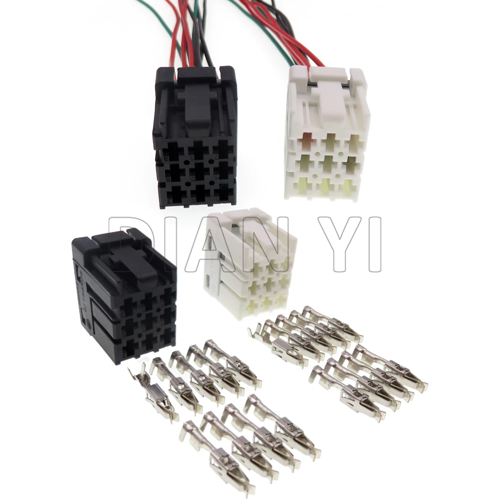 

1 Set 9 Way Starter Auto Unsealed Connector with Cables 1-968307-2 1-968305-2 2-968307-2 Auto Wiring Terminal Socket