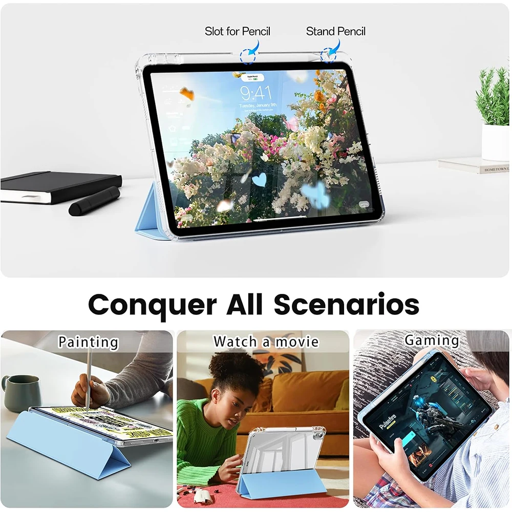 Sleek Tri-fold Clear Acrylic Tablet Case