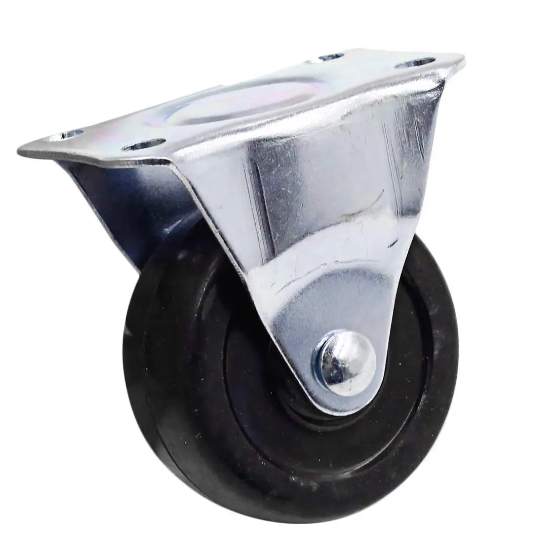 4Pcs Casters Heavy Duty 2 inch Rubber Black Caster Wheels with Rigid Fixed Non-Swivel Top Plate for Furniture 3