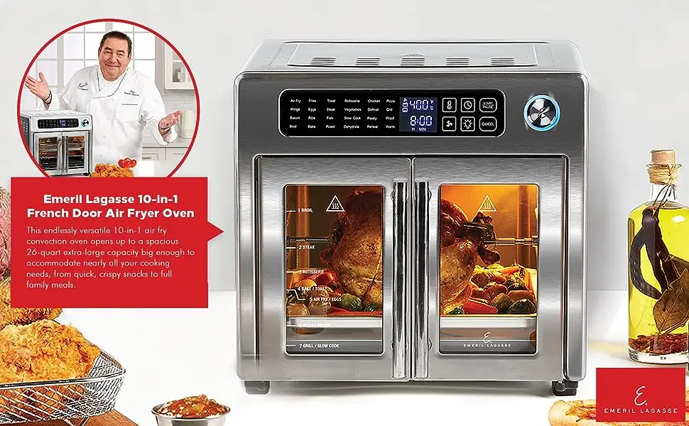 Capacity Toaster Oven Countertop, Dishwasher Safe Detachable Panel, 26QT Air  Fryer Toaster Oven Combo, Drumstick Grill Accessori - AliExpress