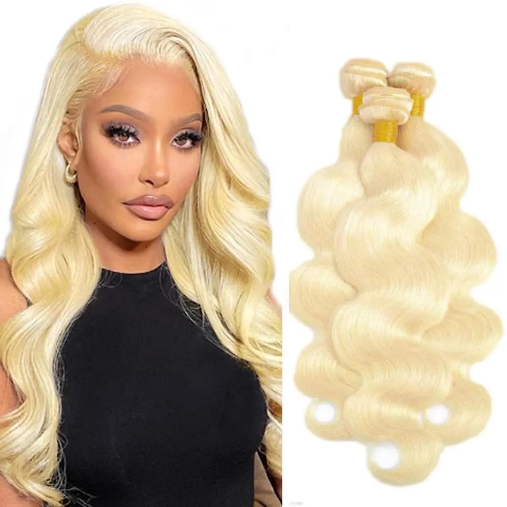 

613 Blonde Colored Body Wave Bundles Brazilian Hair Weave Bundles 1/3/4 PCS Human Hair Bundles Remy Hair Extensions