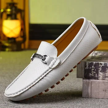 MAEDEF Fashion Leather Shoes Business Shoes Black Loafers Light Slip on Shoes for Men Elegant Casual Party Wedding Leather Shoe