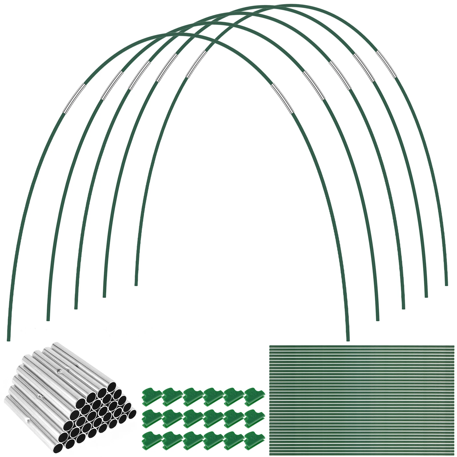 Garden Hoops Greenhouse Frame Tunnel Kit 17 Inches Long Detachable Rust-Free Fiberglass Support Botan Awning grid