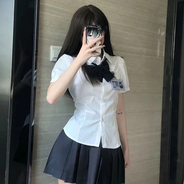 White Sweet Shirt Women Korean Fashion Preppy Style Jk Bandage Short Sleeve Shirt Ladies Summer Y2K Slim Elegant Bow Tops New - Image 3
