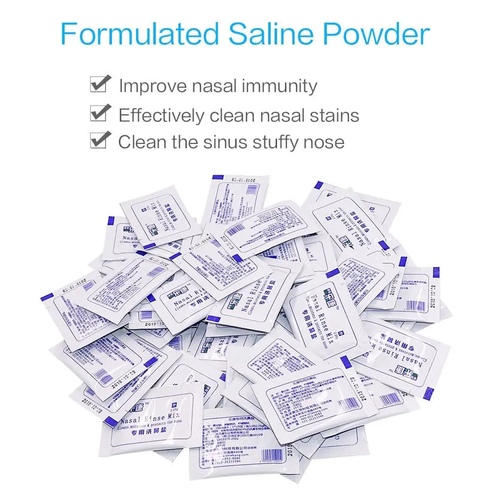 Nose wash cleaner 60/50 Bags Nasal Wash Salt 2.25g for 70ML Nose Cleaner allergic rhinitis children