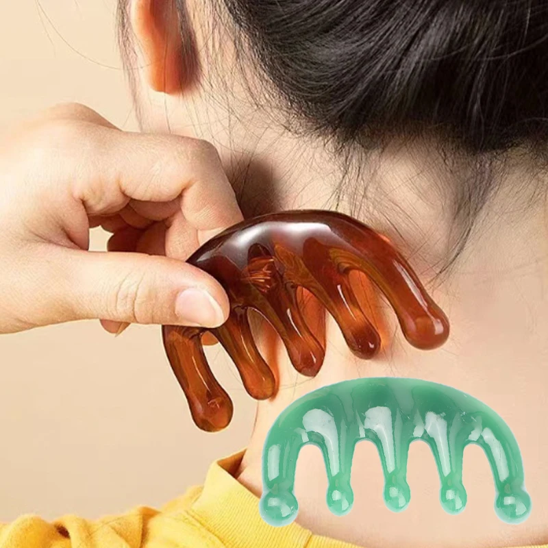 

1Pcs Five Teeth Meridian Massage Comb Resin Big Teeth Head Acupoint Therapy Artifact Claws Decompression Portable Scalp Comb