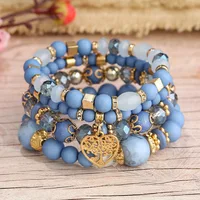 New Acrylic Beads Chain Bracelet Set For Women Tree Of Life Charm Elastic Bangle Female Bohemian Jewelry Accessories 1