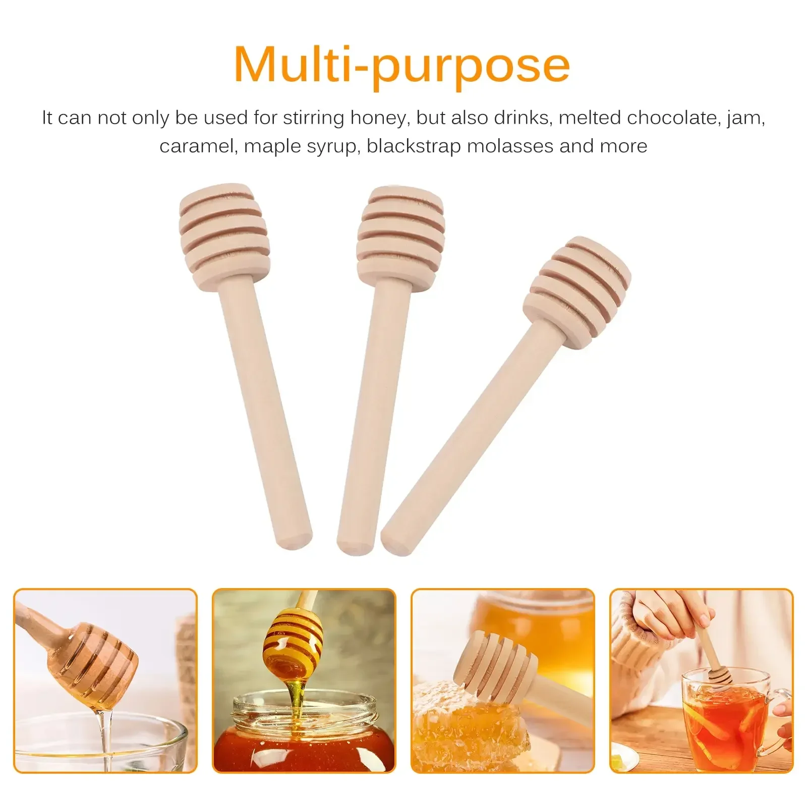 10pcs Mini Wooden Honey Dipper High Quality Honey Stir Bar Mixing Handle Jar Spoon Wooden Kitchen Utensils Tools wooden spoon
