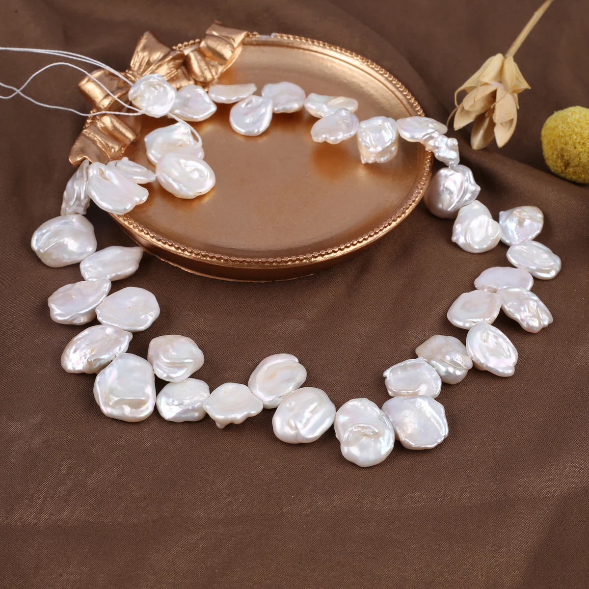 Natural Freshwater Pearl Beads Beaded White Baroque Pearl Petal Shape Loose Spacer Beads For Jewelry Making DIY Necklaces