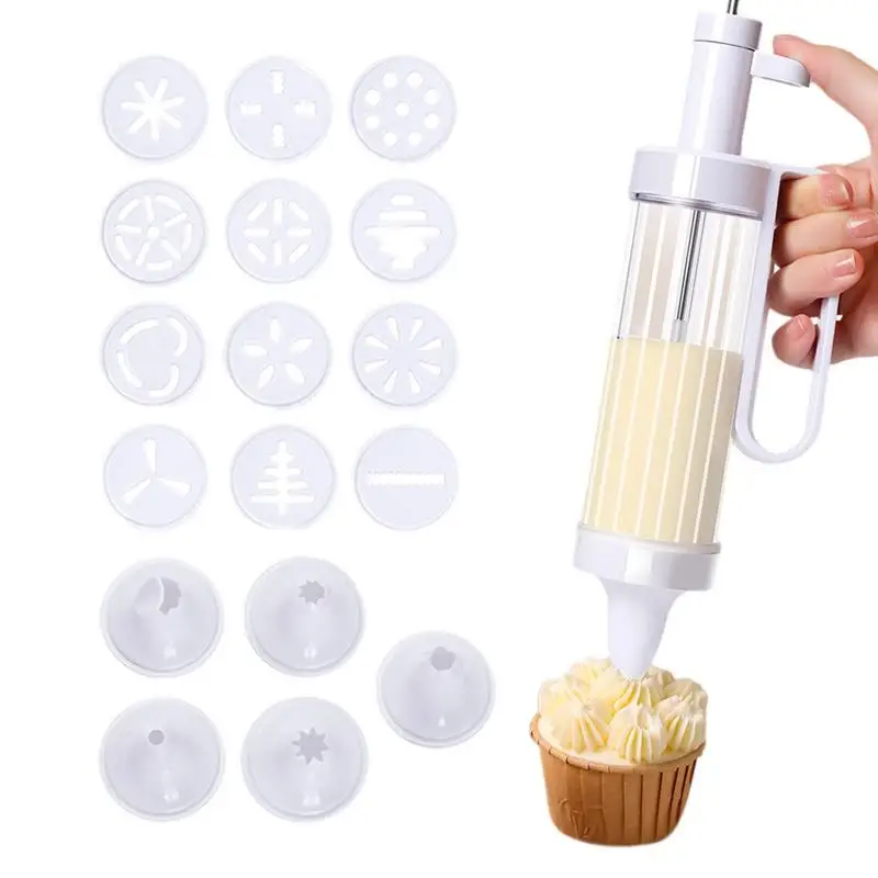 

Christmas Spritz Cookie Press Press Molds & 8 Pastry Piping Nozzles Cake Decorator Pastry Tip 20 Discs Biscuit Mold Tools