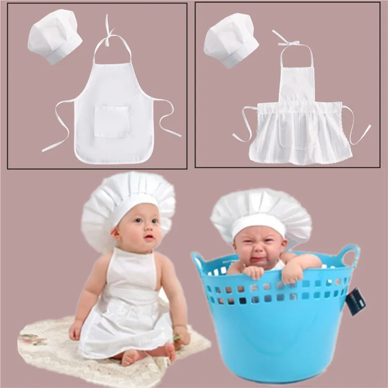 

Baby Chef Hat Set Photographic Junior Apron Children Cooking Tools Girls Boys Kitchen Accessories