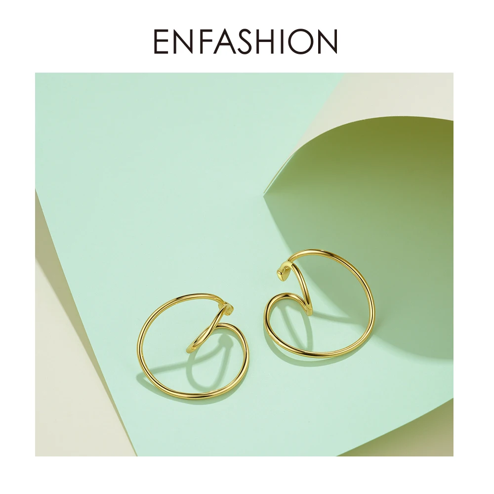 ENFASHION Punk Geometric Ear Cuff Clip On Earrings For Women Gold Color Line Earings Without Piercing Jewelry