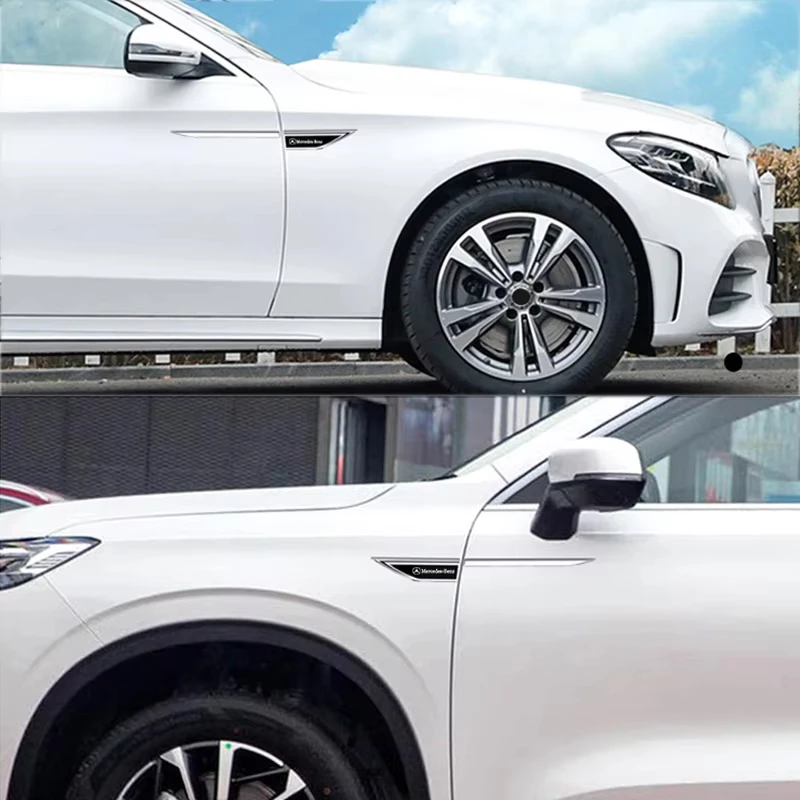 메르세데스 벤츠 MB AMG W204 W205 W203 W211 W212 W213 W201 W210 W124 W169 자동차 펜더 측면 데칼용 금속 자동차 스티커 배지 2개
