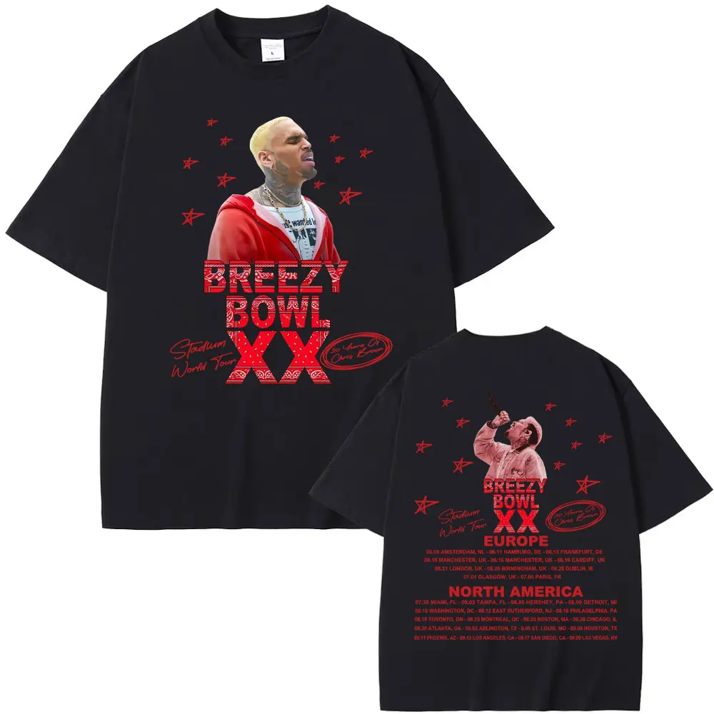 2025 Chris Brown Tour Breezy Bowl XX Album Tour T Shirts Men's