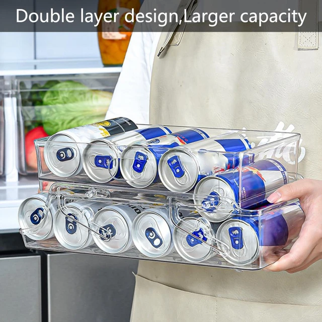 Nevera moderna sin BPA, contenedor organizador de latas de agua, cerveza,  Soda, gran capacidad, soporte transparente para bebidas, suministros de  cocina - AliExpress